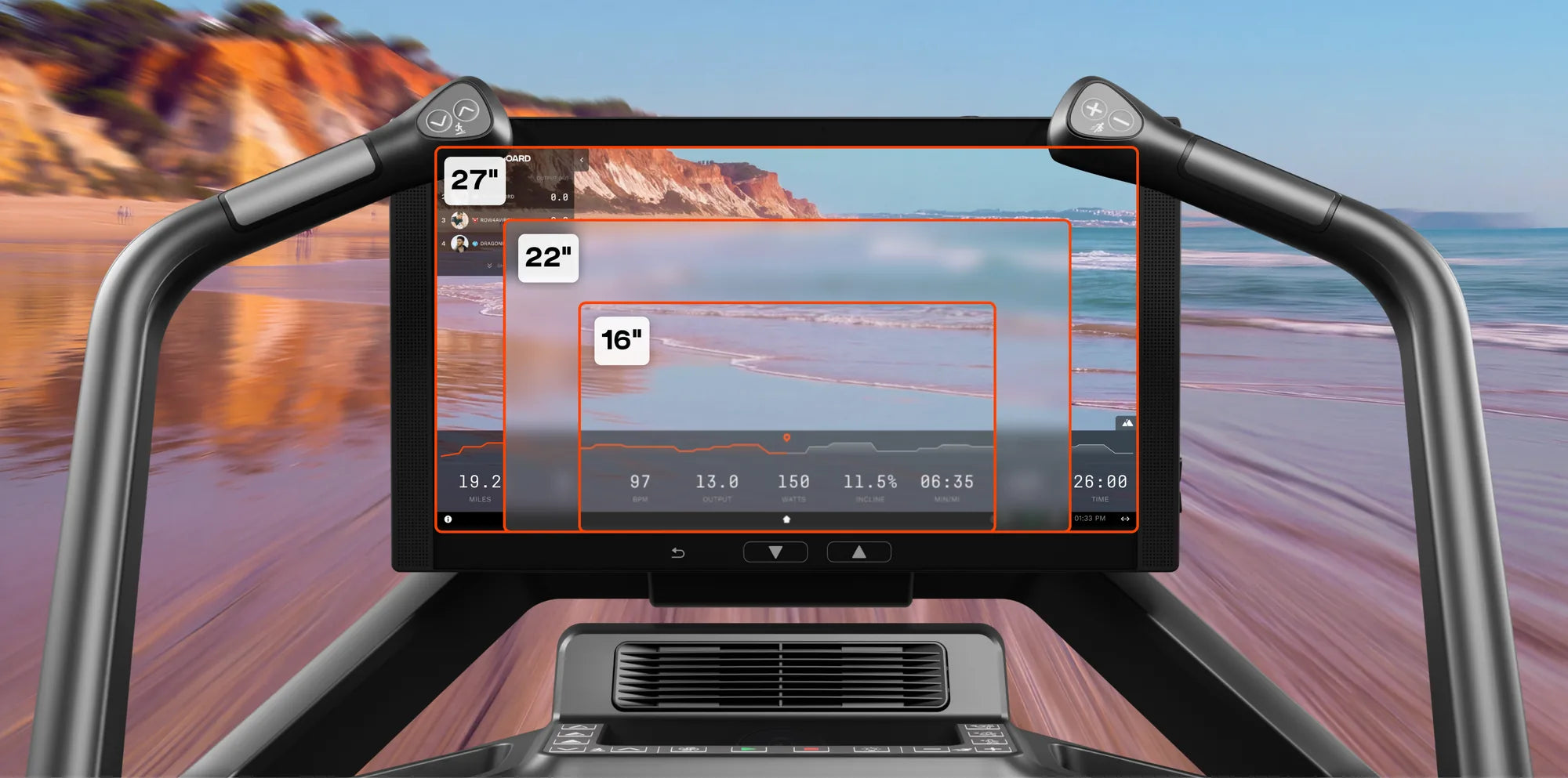 Aviron Summit Touchscreen Options — 16-inch, 22-inch Pro, and 27-inch Max Comparison
