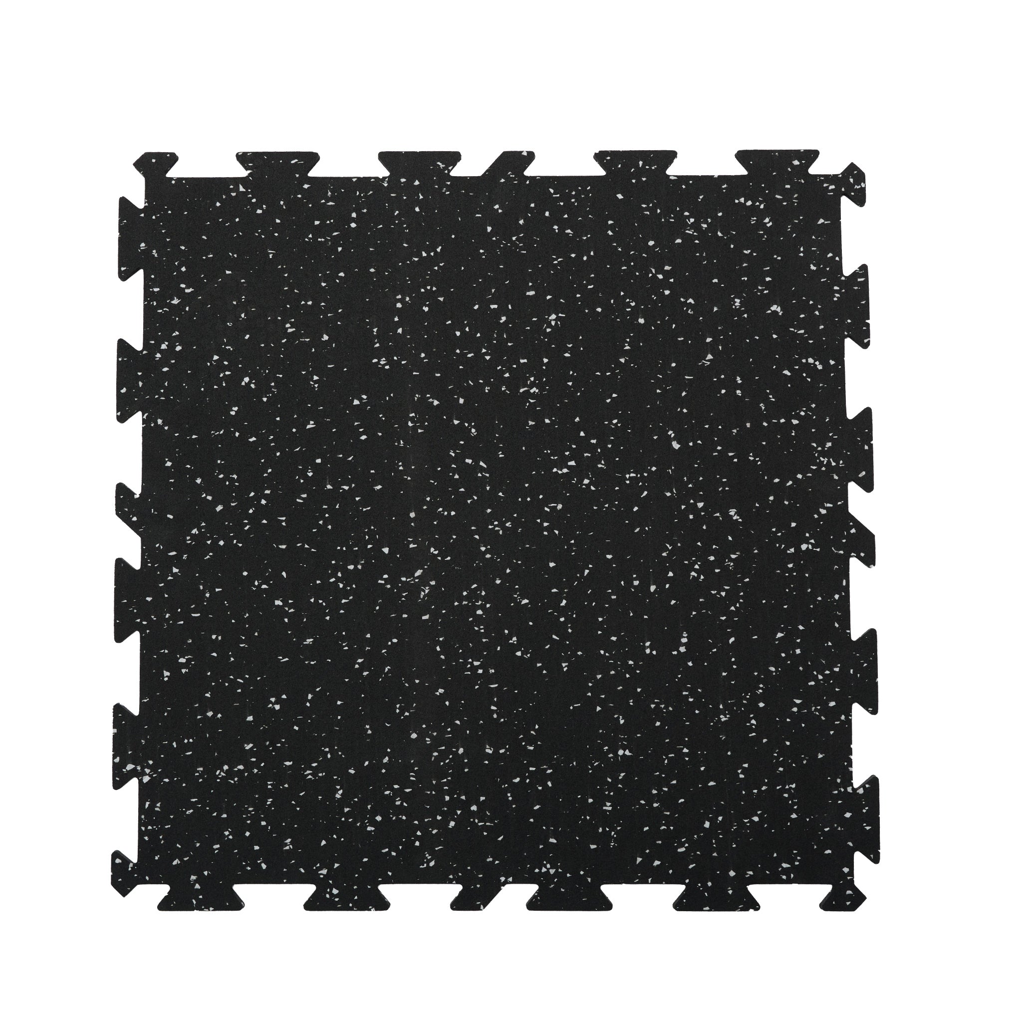 Ultimate Fitness residential interlocking rubber gym flooring tile in black speckle finish