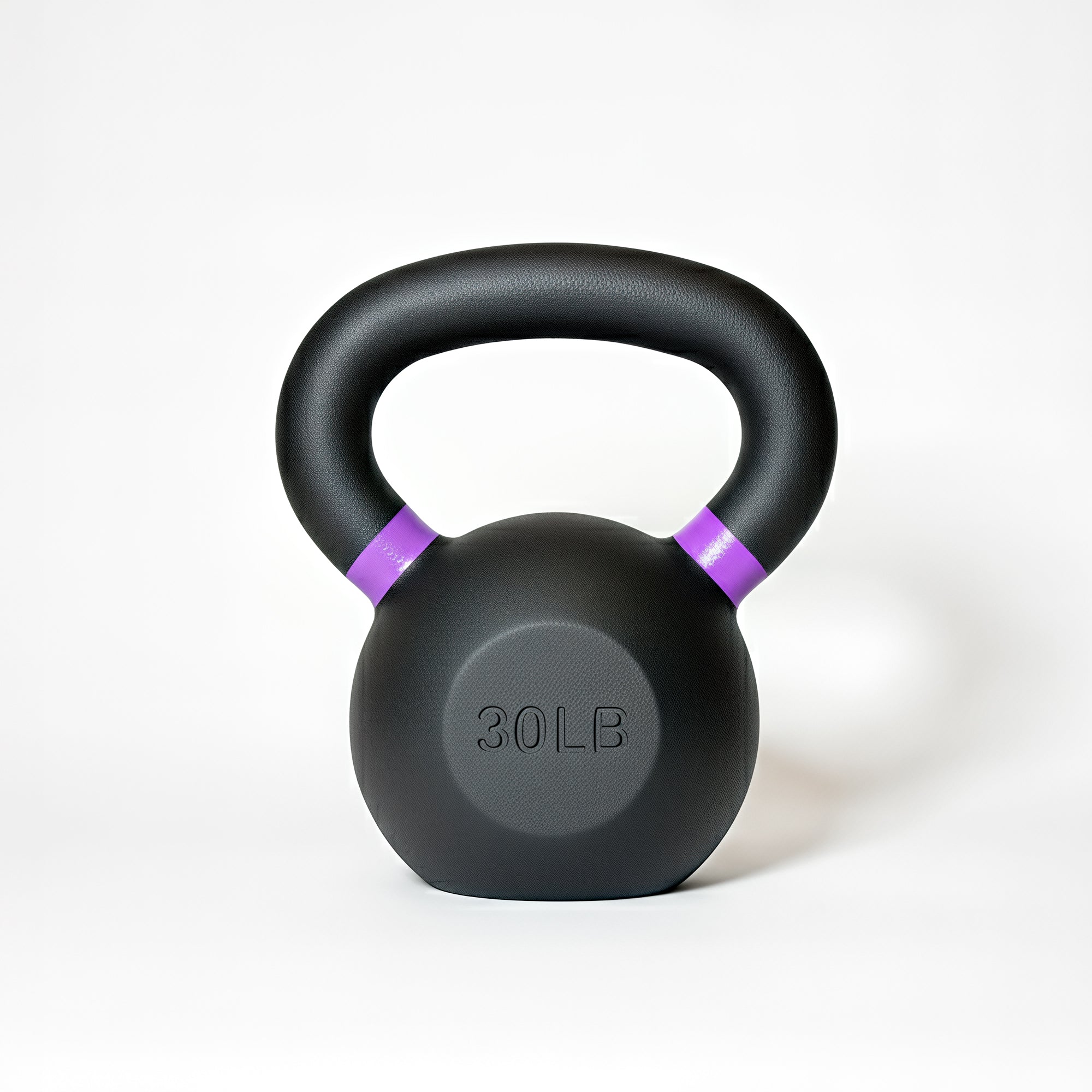 VO3 Fitness 30lb cast iron kettlebell with purple ring – front view.