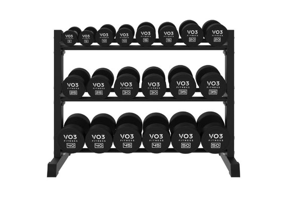 Premium Round Rubber Dumbbell Set 5-50lbs With Rack - SALE!