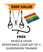 Free with this treadmill, $300 value: VO3 Muscle Hook, Resistance Loop Set of 4 and Suspension Trainer