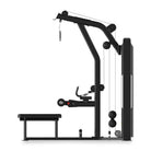 Side profile of the VO3 EVO Lat Pull Down / Seated Row selectorized machine.