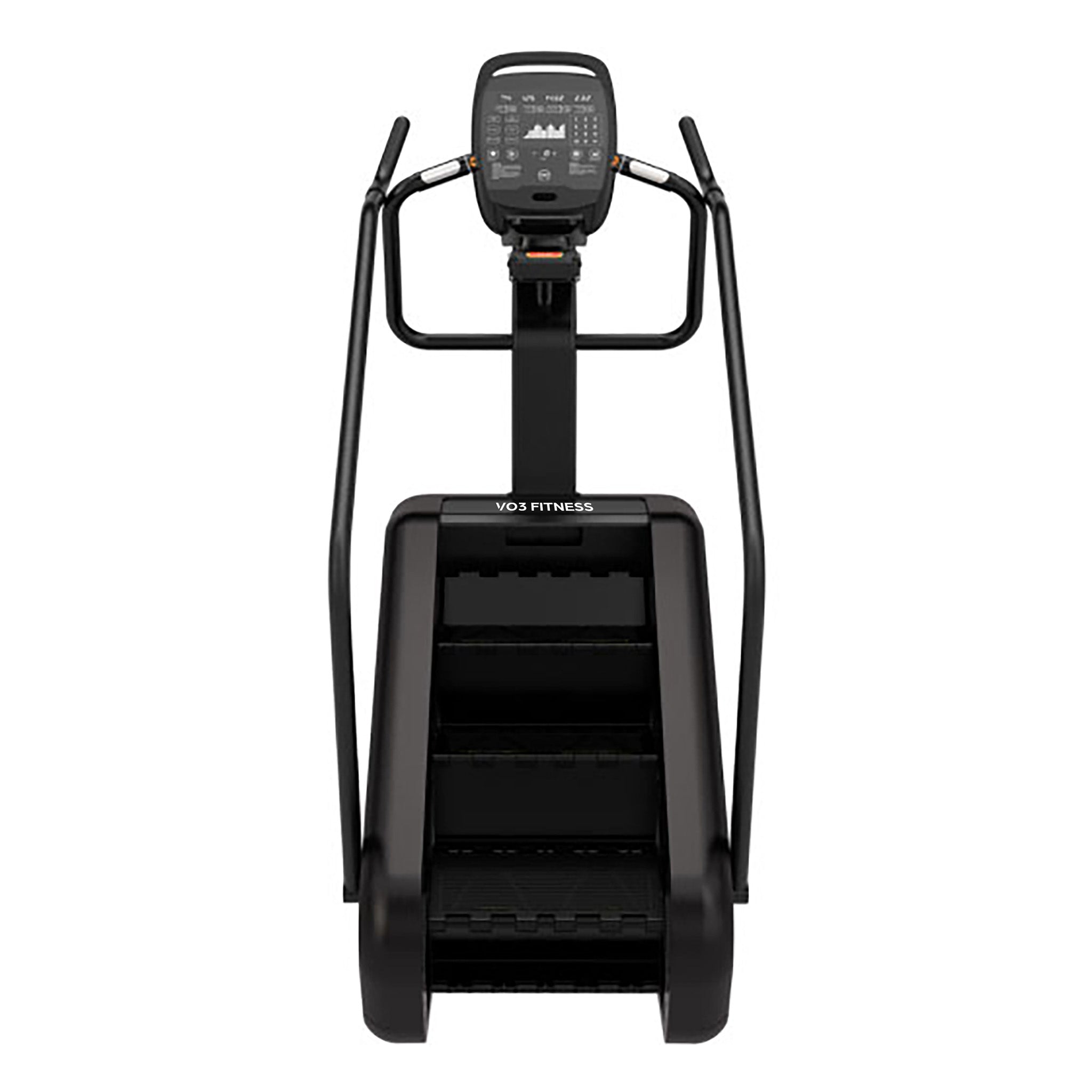 VO3-SM5 Stair Climber front view - commercial stair climber with LED console, handlebars, and wide step design.