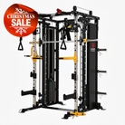 Altas Strength AL-3087B Smith Machine with pin-loaded weight stack and pulley system, shown with Christmas Sale badge.