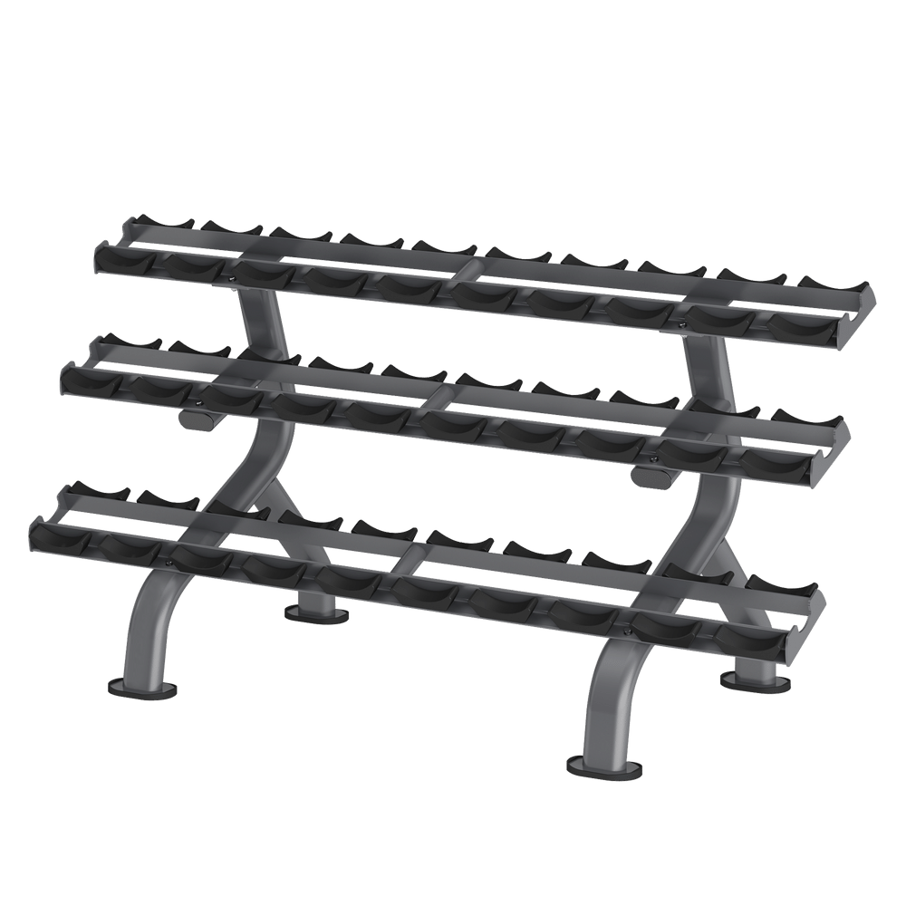 VO3 Commercial 15 Pair Saddle Dumbbell Rack 3 Tier