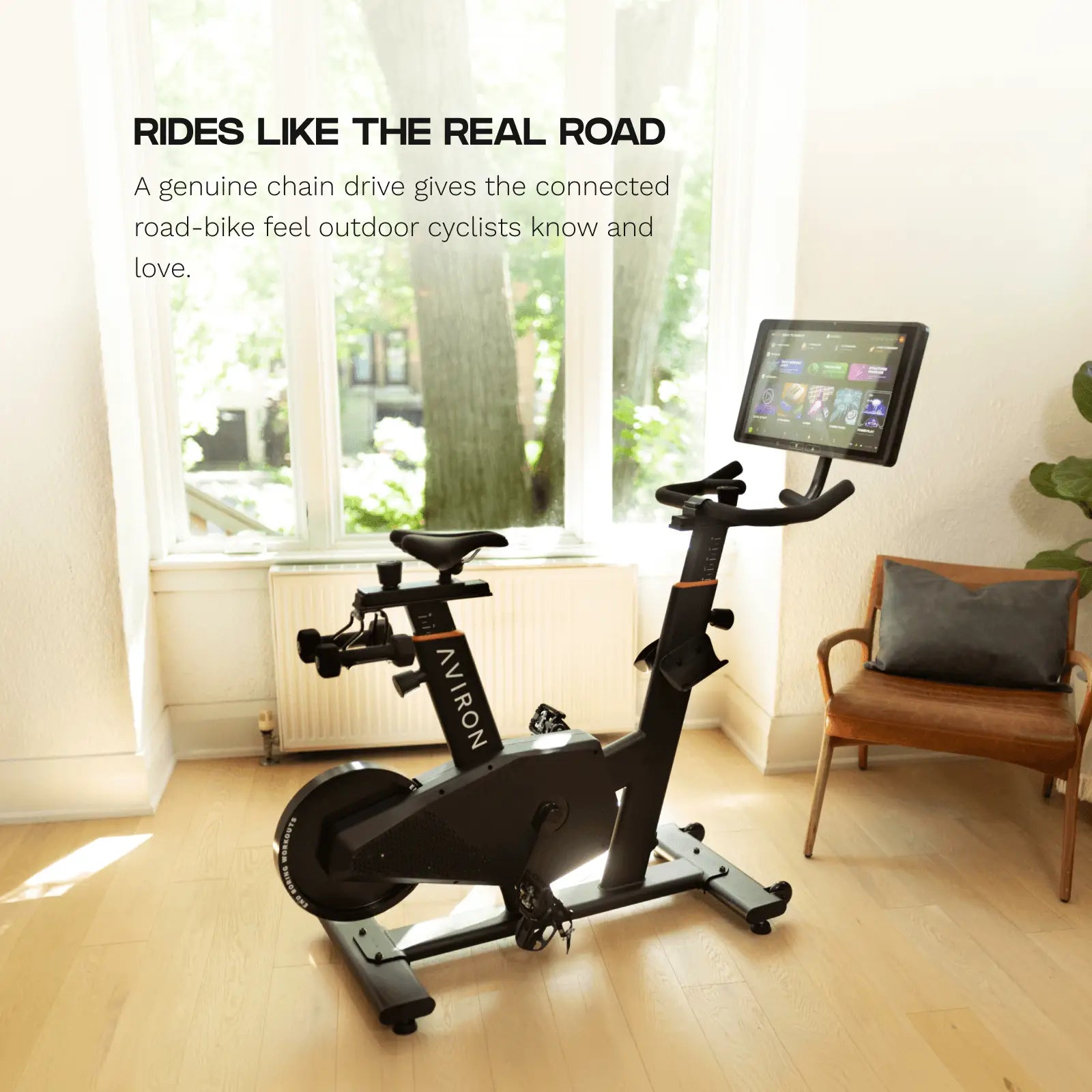 Aviron Fit Bike Touring — Chain Drive Connected Indoor Cycling Bike