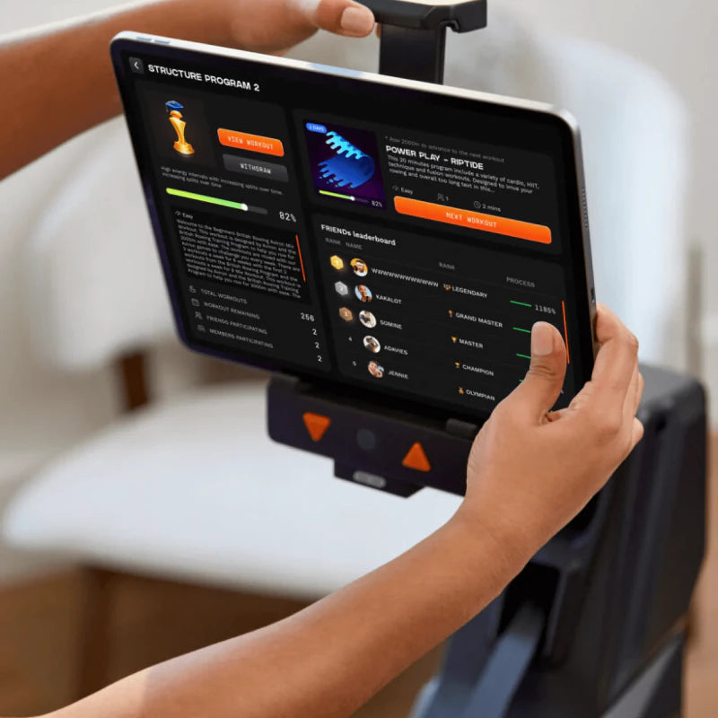 Aviron Strong Go Rower — Connected Rowing Machine with Tablet Mount