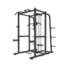 VO3-217PR Functional Power Rack front view with VO3-217GL Lat Attachment – commercial-grade squat rack with integrated pulley and cable system for versatile strength training.