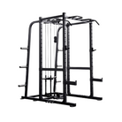 VO3-217PR Functional Power Rack paired with VO3-217GL Lat Attachment – heavy-duty commercial-grade squat rack with integrated pulley system for strength training.