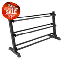 VO3 3-Tier Dumbbell Rack 5-foot model displayed with Christmas Sale badge.