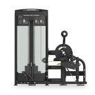 Front view of the VO3 EVO Ab Crunch/Back Extension machine with weight stack enclosure.