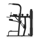 Side profile of the VO3 EVO Assisted Chin Dip Machine highlighting the weight stack and support arms.