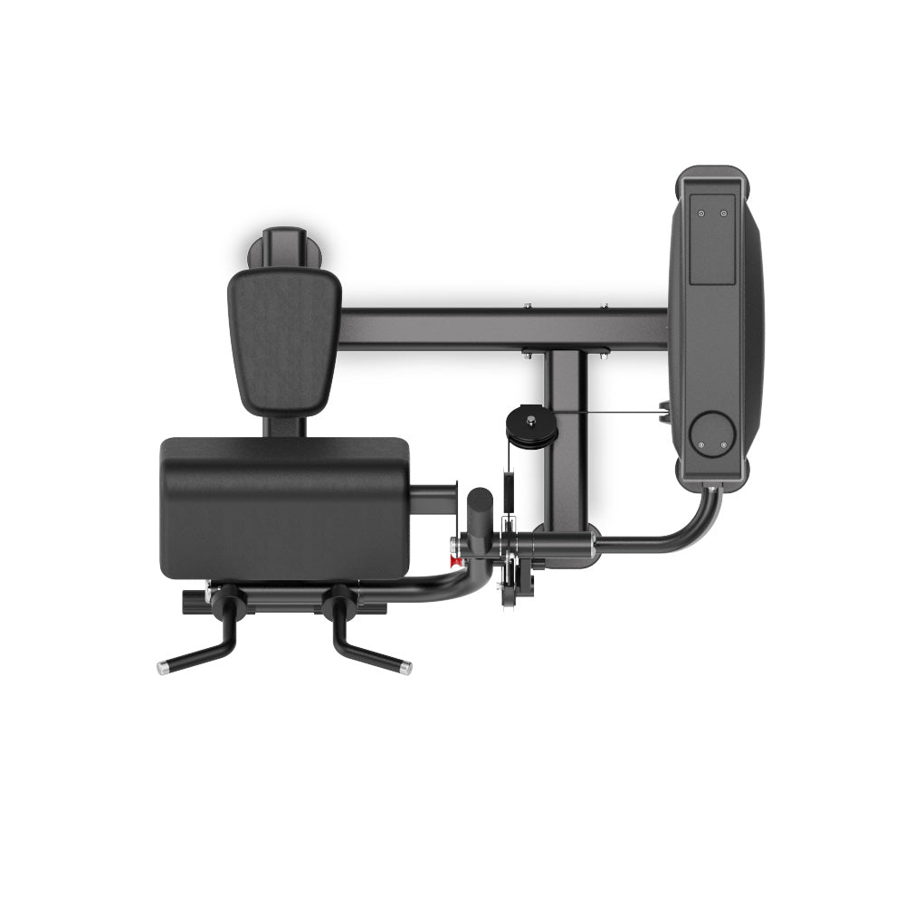 Top-down view of the VO3 EVO Biceps Curl/Triceps Extension commercial fitness machine