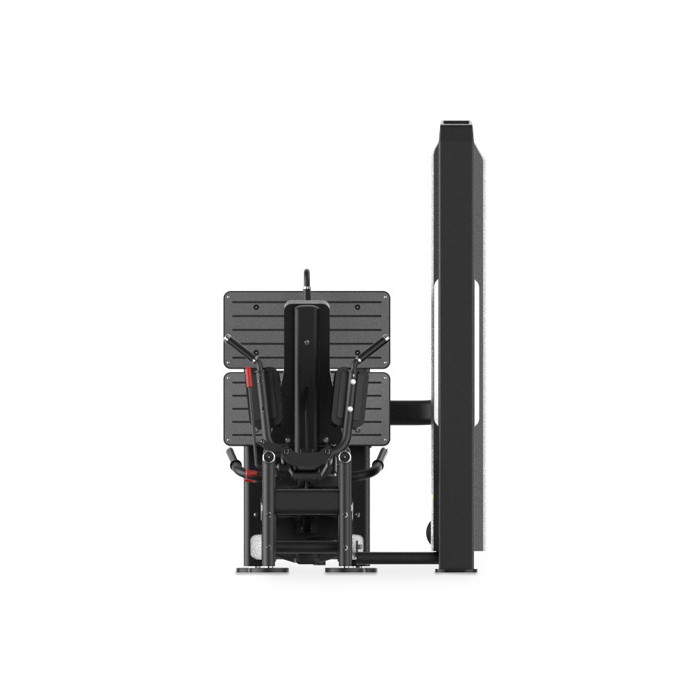 Front view of VO3 EVO Pro Seated Leg Press/Hack Squat with footplate and seat position