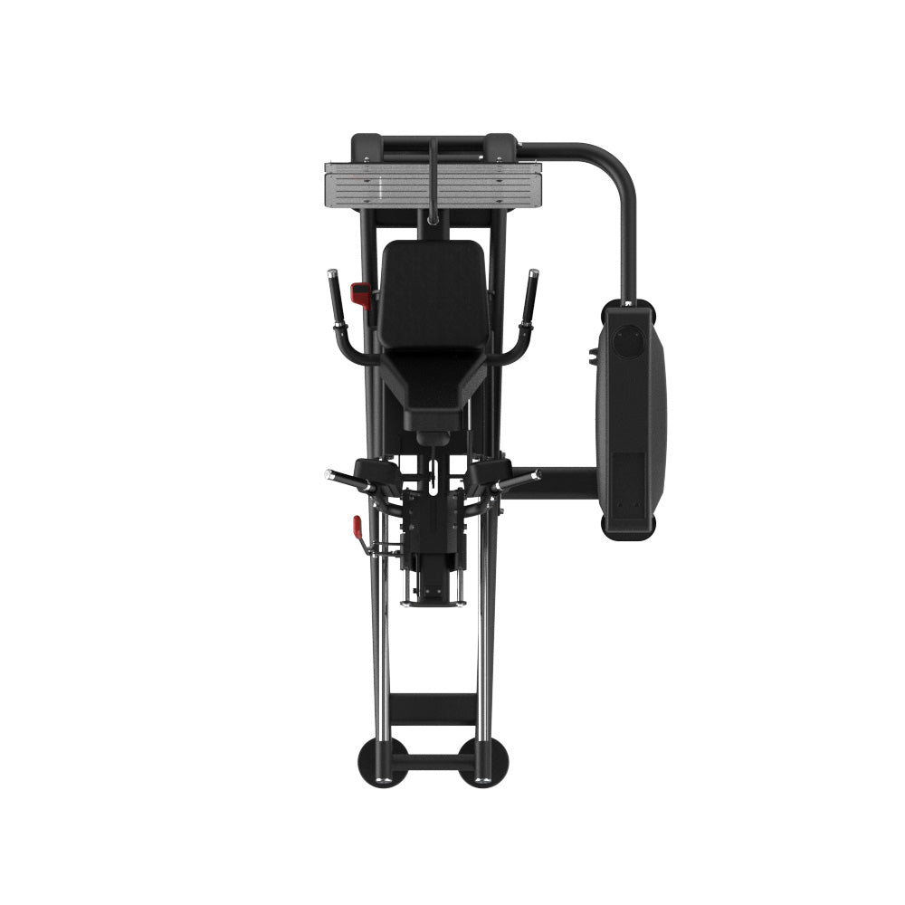 Top view of VO3 EVO Pro Seated Leg Press/Hack Squat illustrating seating and footplate layout