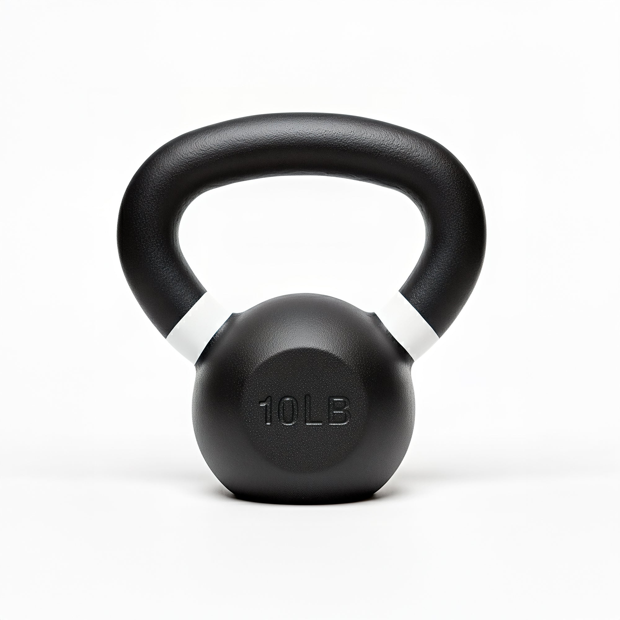 VO3 Fitness 10lb cast iron kettlebell with white ring – front view.