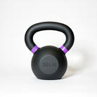 VO3 Fitness 30lb cast iron kettlebell with purple ring – front view.