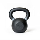 VO3 Fitness 35lb cast iron kettlebell with grey ring – front view.