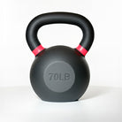 VO3 Fitness 70lb cast iron kettlebell with red ring – front view.