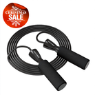VO3 Fitness jump rope with foam handles shown with Christmas Sale badge and 50% off promotion.